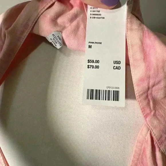 NWT Urban Outfitters Women's Pink BDG Davidson Cutout Button Down Cropped Top M - Picture 7 of 8